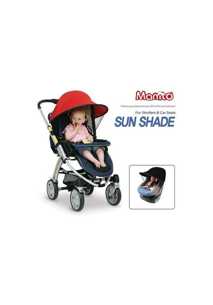 Manito Sun Shade for Strollers and Car Seats (Khaki Grey) UPF 50+ - Image 5